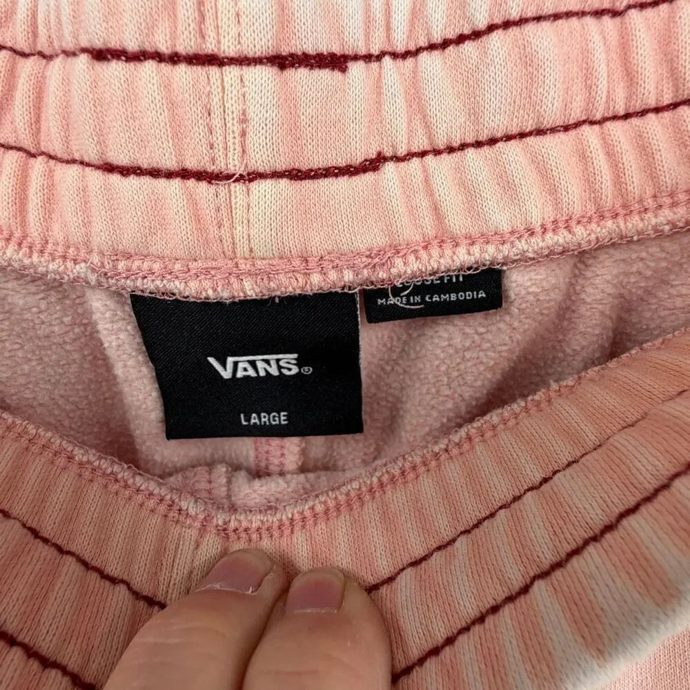 VANS Peach Mineral Wash Distressed Loose Fit Fleece Shorts Size Large